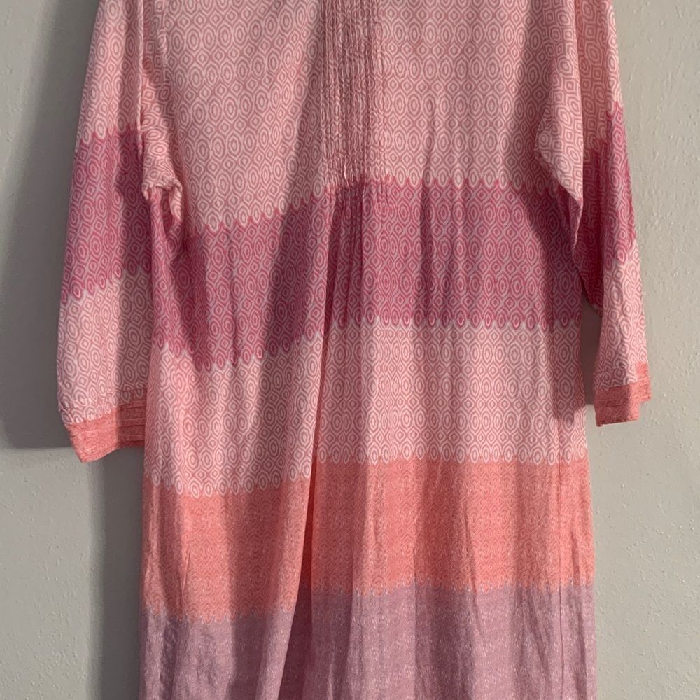 One Season Australia Pink Ombré Cotton Button-Front Dress | Size L - Picture 12 of 14